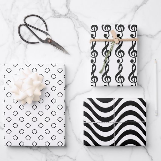 Papierblätter aus schwarz und weiß geschenkpapier set (Vorderseite)