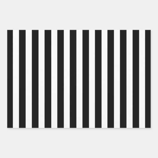 Papierblätter aus schwarzem und weißem Streifen Geschenkpapier Set (Vorderseite 3)