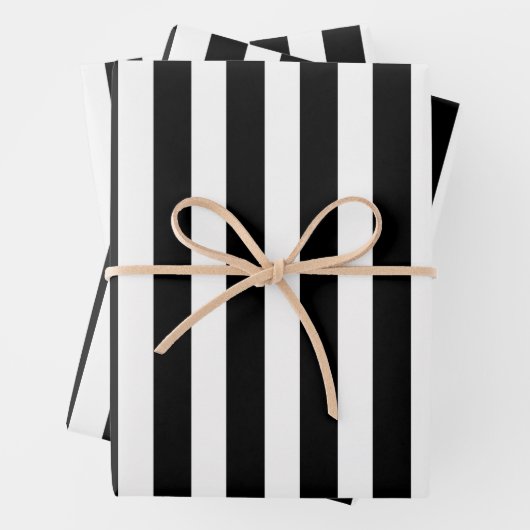 Papierblätter aus schwarzem und weißem Streifen Geschenkpapier Set (Beispiel)