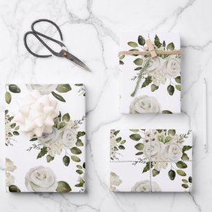 Papierblätter aus weißem Rosenholz Geschenkpapier Set