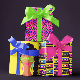 Papierblätter der 1980er Jahre Geschenkpapier Set