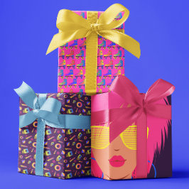 Papierblätter der 1980er Jahre Geschenkpapier Set