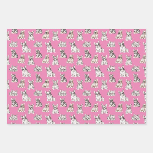 Papierblätter für Bulldog-Haustiere Geschenkpapier Set (Vorderseite)