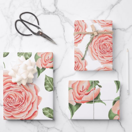 Papierblätter für die Rose Peach Geschenkpapier Set (Vorderseite)