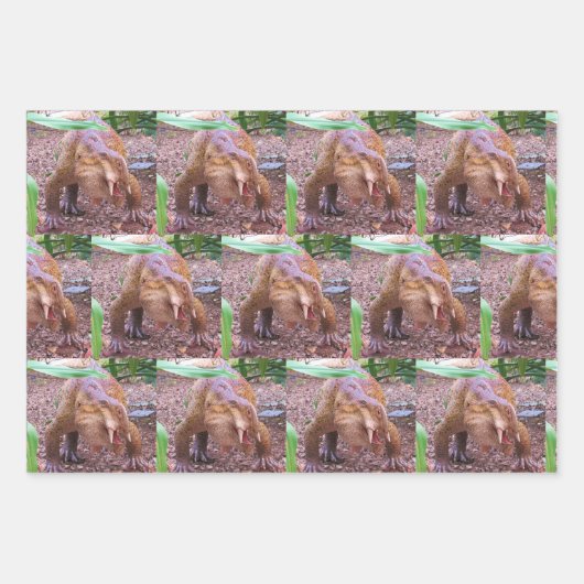 Papierblätter für Dinosaurier - 3 Designs Geschenkpapier Set (Vorderseite 2)