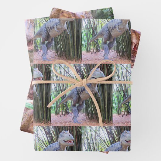 Papierblätter für Dinosaurier - 3 Designs Geschenkpapier Set (Beispiel)