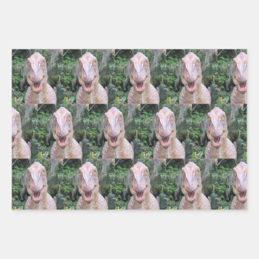 Papierblätter für Dinosaurier - 3 Designs Geschenkpapier Set (Vorderseite 3)