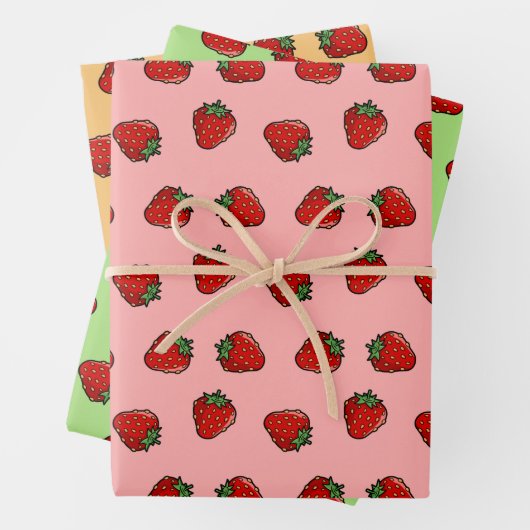 Papierblätter für Erdbeeren-Symbol-Muster Geschenkpapier Set (Beispiel)