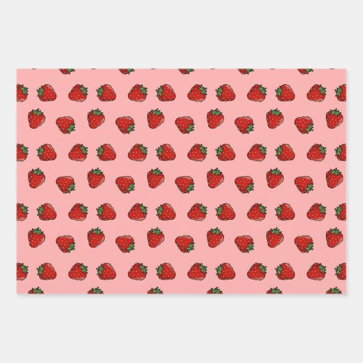 Papierblätter für Erdbeeren-Symbol-Muster Geschenkpapier Set (Vorderseite)