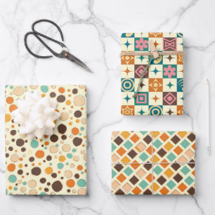 Papierblätter für geometrische Retro-Umschläge Geschenkpapier Set