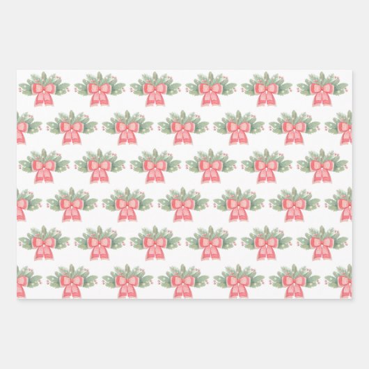 Papierblätter für Holly, Evergreen und Red Bow Geschenkpapier Set (Vorderseite)
