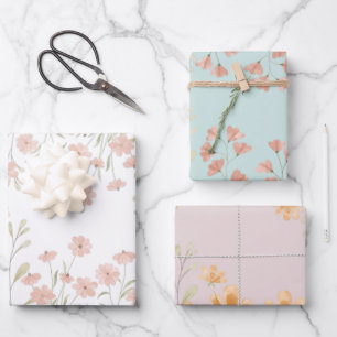 Papierblätter für hübsche Wildblume Geschenkpapier Set