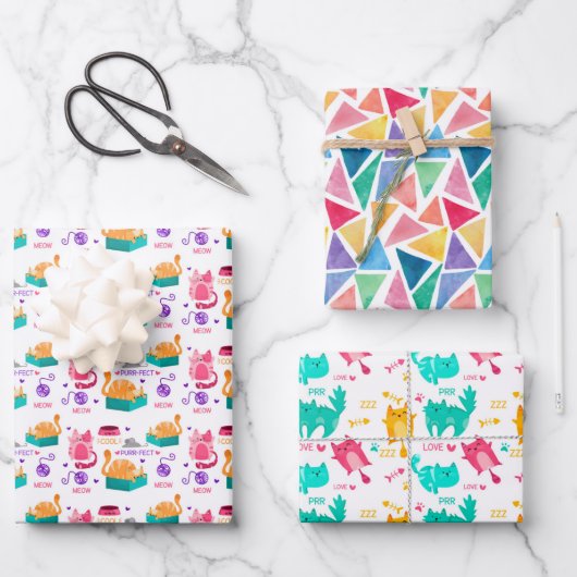 Papierblätter für Katzen Geschenkpapier Set (Vorderseite)