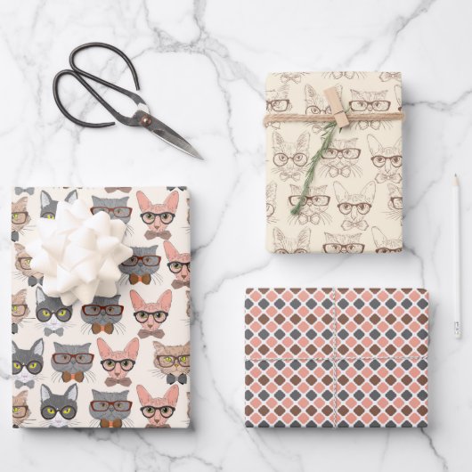 Papierblätter für Katzen Geschenkpapier Set (Vorderseite)