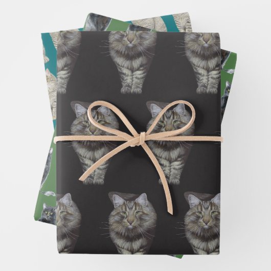 Papierblätter für Katzen Geschenkpapier Set (Beispiel)