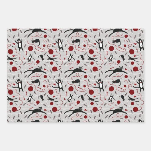 Papierblätter für Katzen und Garne Geschenkpapier Set (Vorderseite 2)