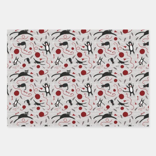 Papierblätter für Katzen und Garne Geschenkpapier Set (Vorderseite)