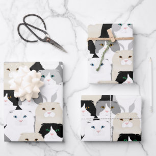 Papierblätter für Katzen und Katzen Geschenkpapier Set