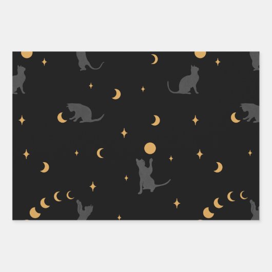 Papierblätter für Katzen und Mond Geschenkpapier Set (Vorderseite 3)