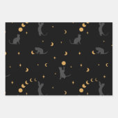 Papierblätter für Katzen und Mond Geschenkpapier Set (Vorderseite)
