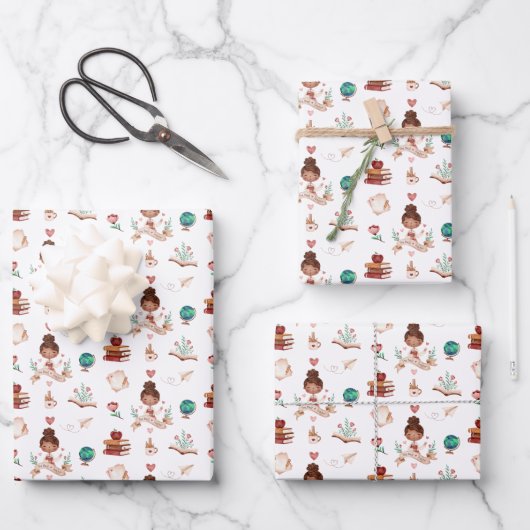 Papierblätter für Lehrer Geschenkpapier Set (Vorderseite)