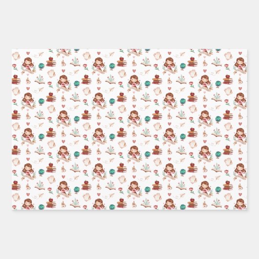 Papierblätter für Lehrer Geschenkpapier Set (Vorderseite 3)