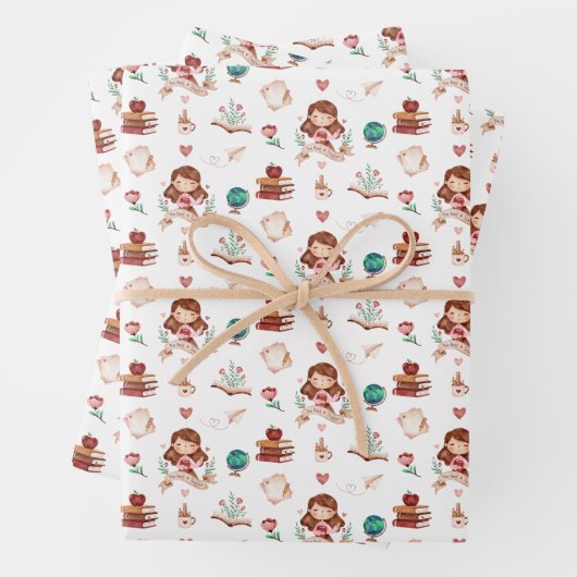 Papierblätter für Lehrer Geschenkpapier Set (Beispiel)