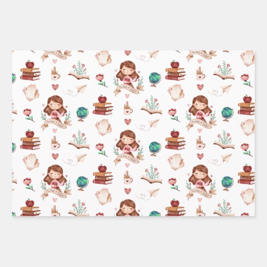 Papierblätter für Lehrer Geschenkpapier Set (Vorderseite 2)