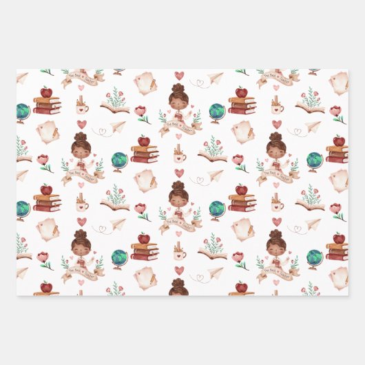 Papierblätter für Lehrer Geschenkpapier Set (Vorderseite 2)