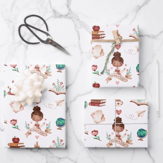 Papierblätter für Lehrer Geschenkpapier Set (Vorderseite)