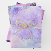 Papierblätter für Lila rosa Glitzer Geschenkpapier Set (Beispiel)