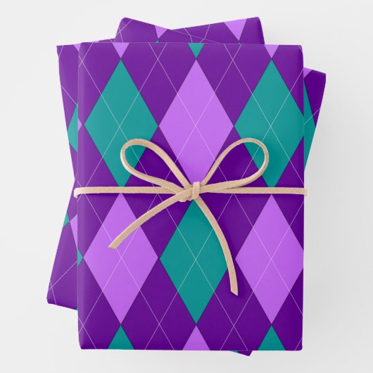 Papierblätter für lila und grüne Raute Geschenkpapier Set (Beispiel)