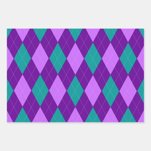 Papierblätter für lila und grüne Raute Geschenkpapier Set (Vorderseite)