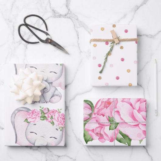 Papierblätter für Mädchen und Blume Geschenkpapier Set (Vorderseite)
