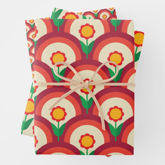 Papierblätter für Retro-Floral Geschenkpapier Set (Beispiel)