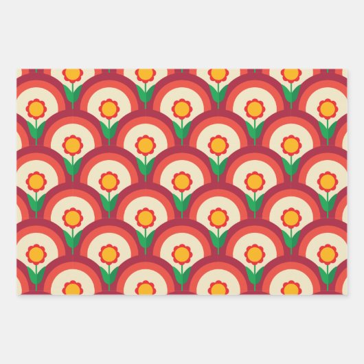 Papierblätter für Retro-Floral Geschenkpapier Set (Vorderseite)