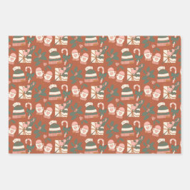 Papierblätter für Rosa und grüne Feiertage Geschenkpapier Set