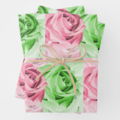 Papierblätter für rosa und grüne Rose Geschenkpapier Set (Beispiel)