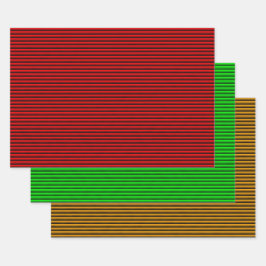 Papierblätter für Rot, Grün und Gold Geschenkpapier Set