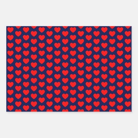 Papierblätter für Rot- und Navy-Blauer Herz Geschenkpapier Set (Vorderseite 3)