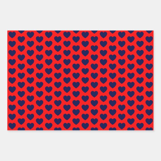 Papierblätter für Rot- und Navy-Blauer Herz Geschenkpapier Set (Vorderseite 2)