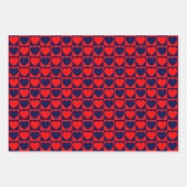 Papierblätter für Rot- und Navy-Blauer Herz Geschenkpapier Set (Vorderseite)
