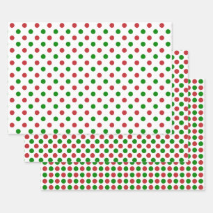 Papierblätter für rote und grüne Punkte Geschenkpapier Set