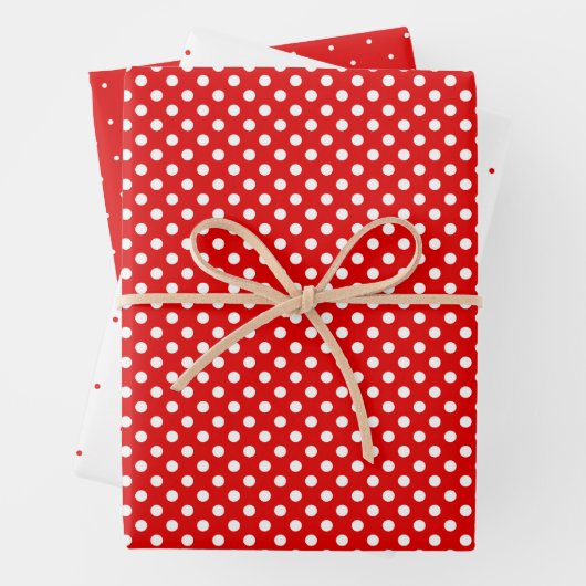 Papierblätter für rote und weiße Polka-Dots Geschenkpapier Set (Beispiel)