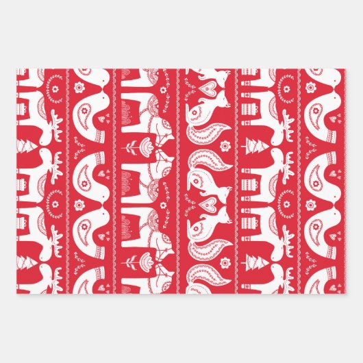 Papierblätter für skandinavische Tierdrucke Geschenkpapier Set (Vorderseite 2)