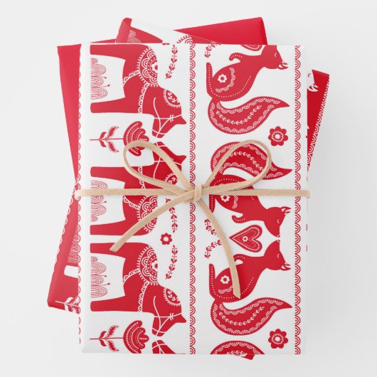 Papierblätter für skandinavische Tierdrucke Geschenkpapier Set (Beispiel)