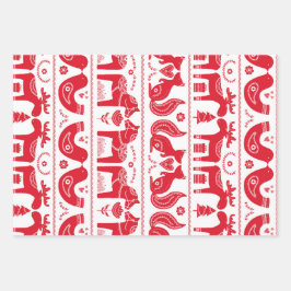 Papierblätter für skandinavische Tierdrucke Geschenkpapier Set