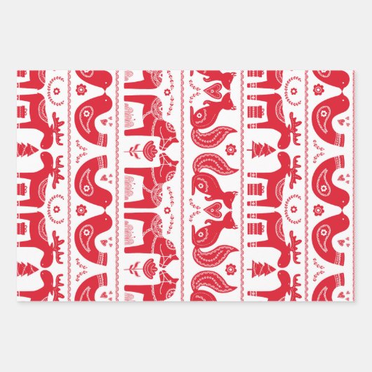 Papierblätter für skandinavische Tierdrucke Geschenkpapier Set (Vorderseite)