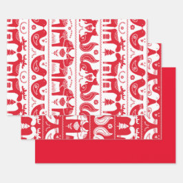 Papierblätter für skandinavische Tierdrucke Geschenkpapier Set
