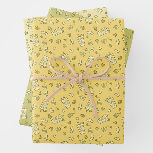 Papierblätter für Teemuster Geschenkpapier Set (Beispiel)